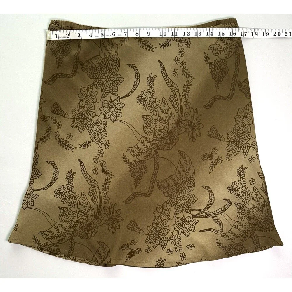 Vintage 90s Imagio Slip Skirt Sz L Lined Floral Flowy Boho Y2K